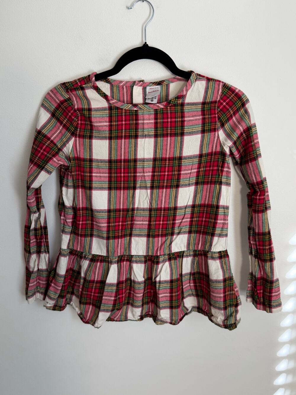 Hanna Andersson Plaid Peplum top size 12